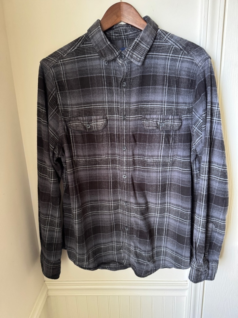 George‎ Men's Black and Gray Plaid Shirt Size XL